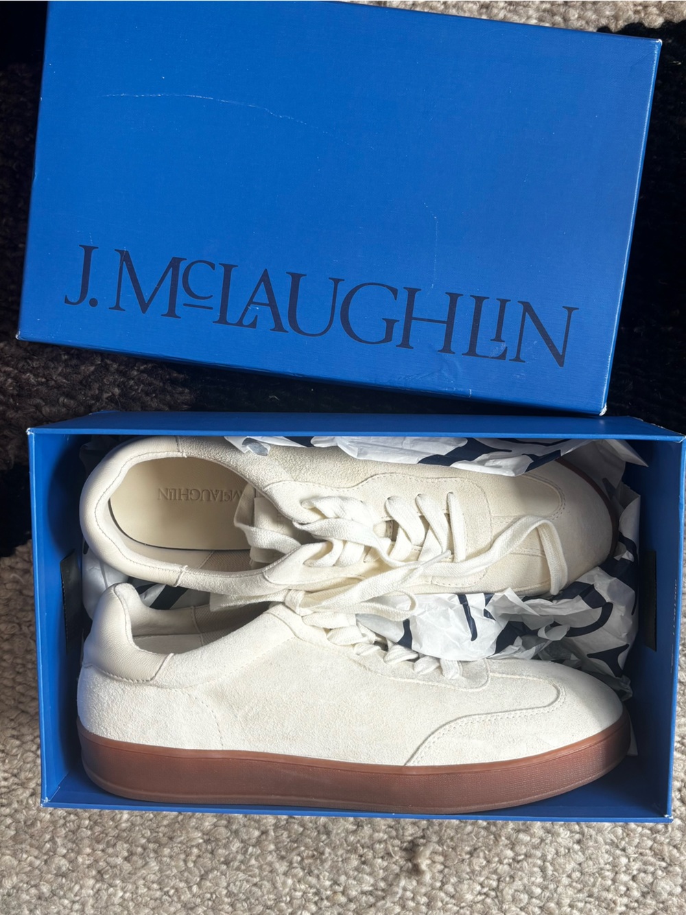 J. McLaughlin Cream Suede Sneakers